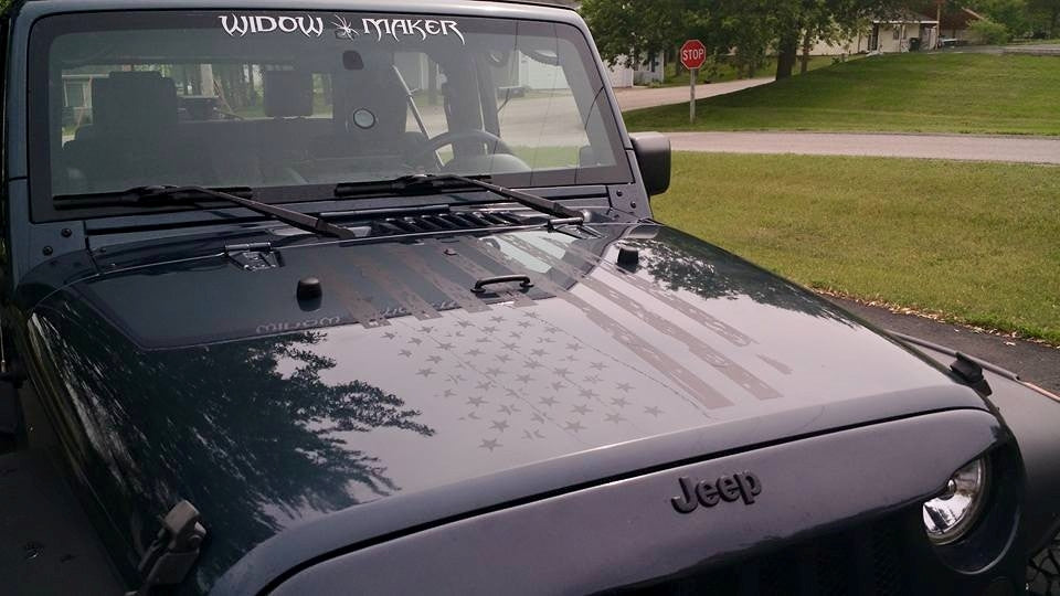 JEEP WRANGLER DISTRESSED AMERICAN FLAG HOOD DECAL JK TJ YJ CJ