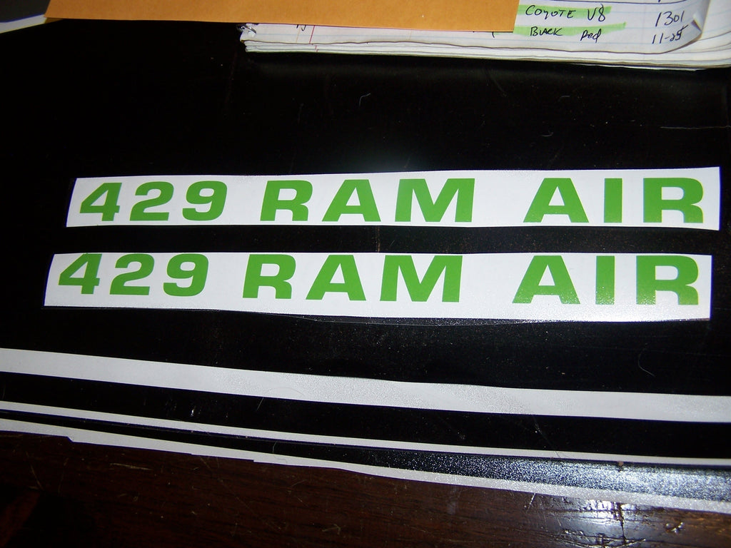 429 RAM AIR HOOD VINYL DECAL STICKER SET FOR 1971-73 MUSTANG