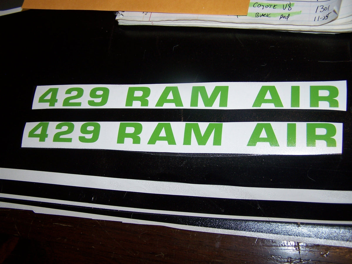 429 RAM AIR HOOD VINYL DECAL STICKER SET FOR 1971-73 MUSTANG