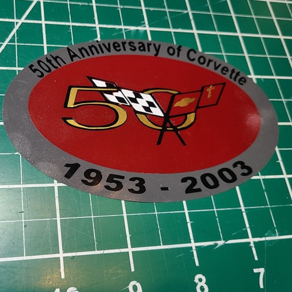 50TH ANNIVERSARY 2003 CORVETTE LOGO WITH LETTERING VINYL DECAL STICKER C5
