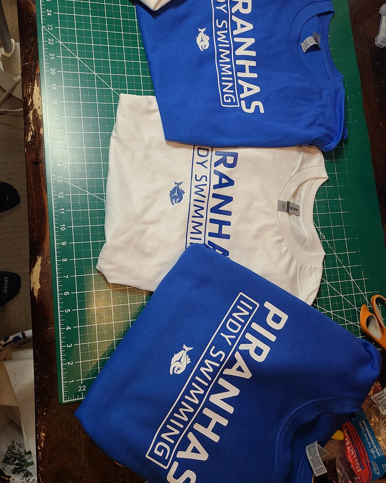 INDY SWIMMING SWIM TEAM T-SHIRT PIRANHAS LOGO