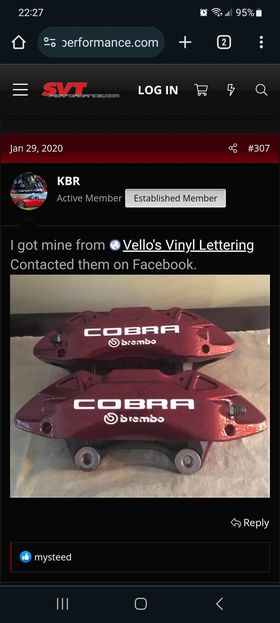 MUSTANG COBRA BRAKE CALIPER DECAL SET COBRA BREMBO TERMINATOR
