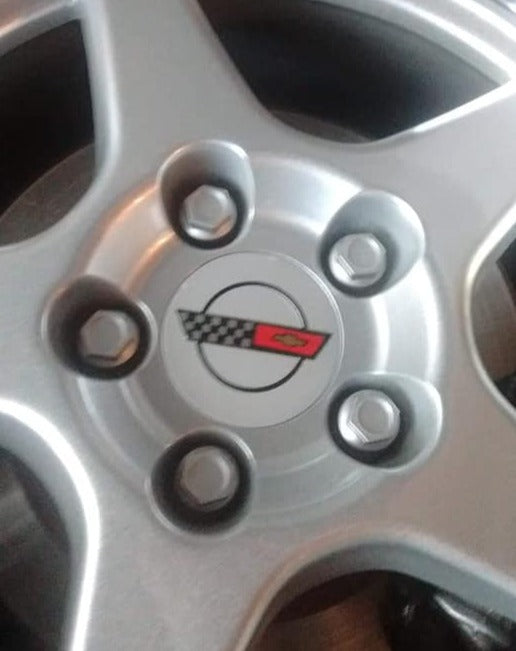 CORVETTE C4 LOGO WHEEL CENTER CAP DECAL SET OF 4 1984-1990