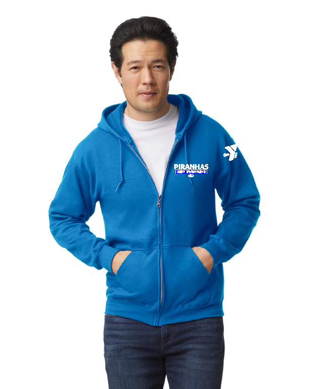INDY SWIMMING SWIM TEAM FULL ZIP UP HOODIE PIRANHAS LOGO