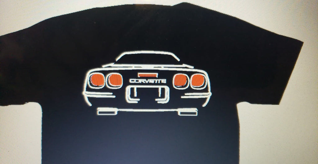 CORVETTE C4 SILHOUETTE T-SHIRT 91-96 FRONT & BACK