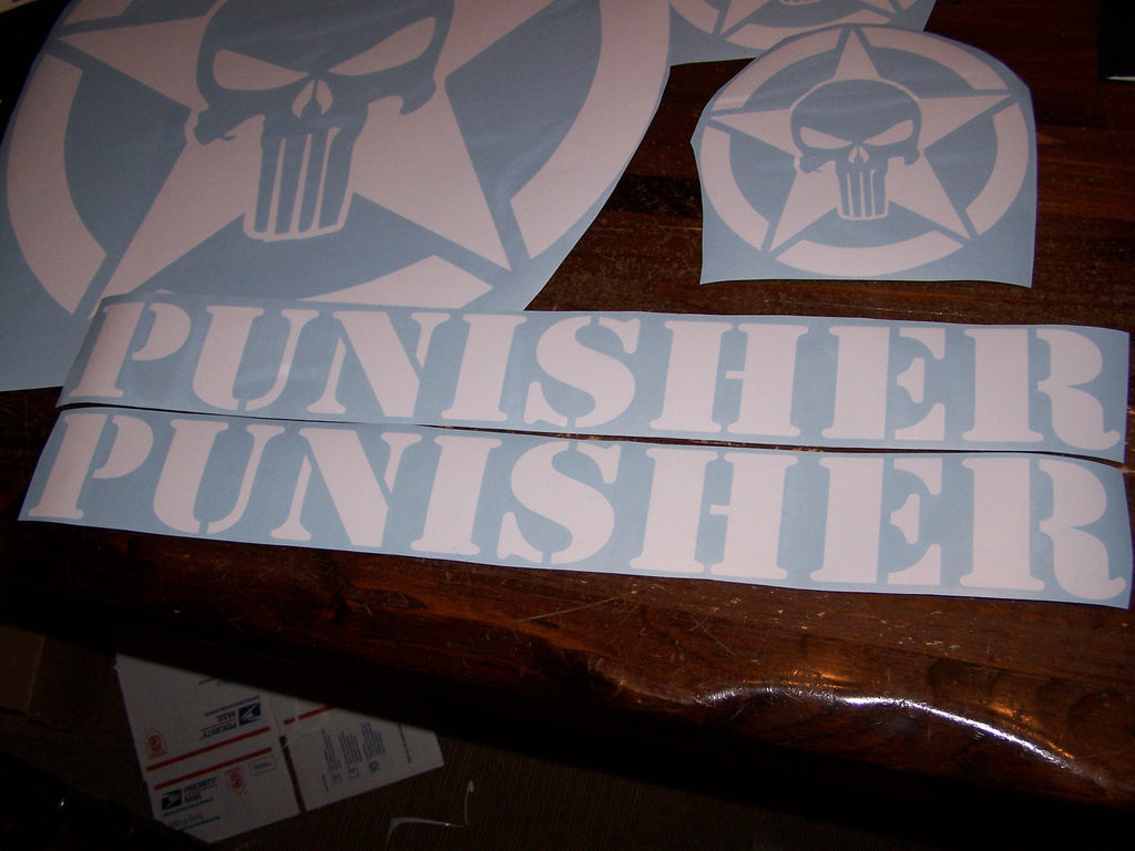 JEEP PUNISHER STAR VINYL DECAL STICKER SET FOR HOOD & FENDERS