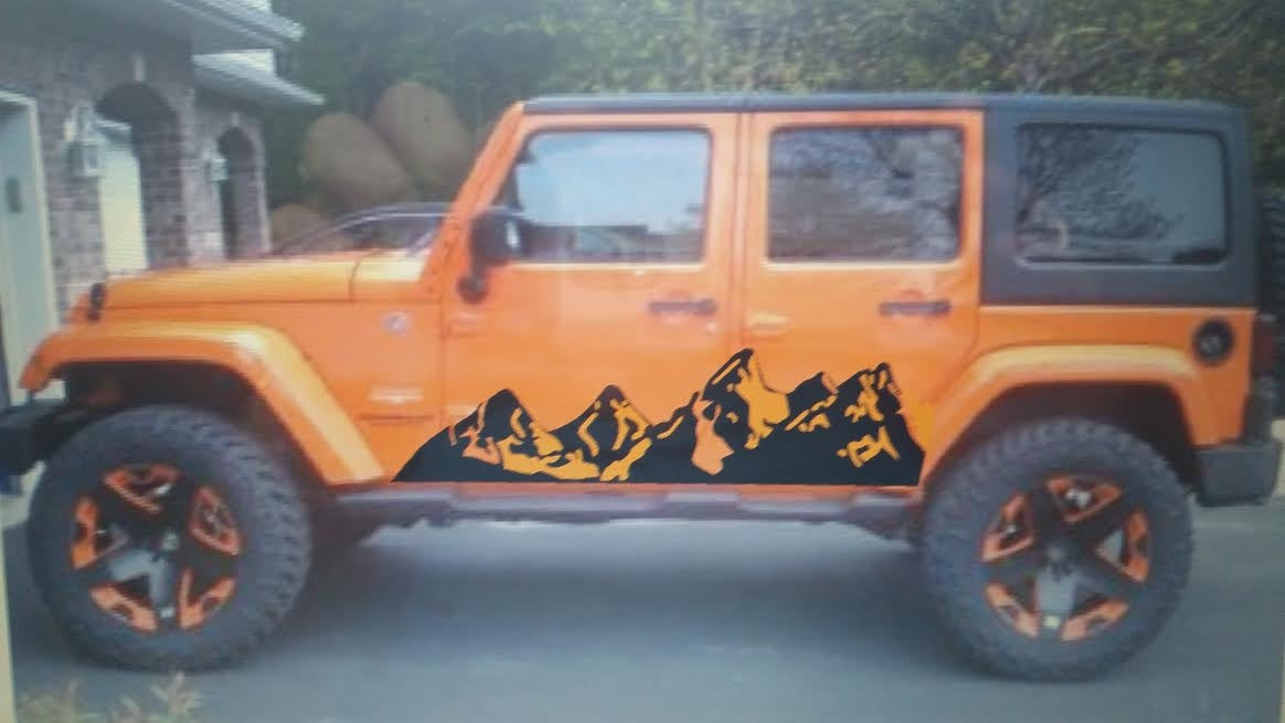 JEEP WRANGLER MOUNTAIN DECALS FULL SIDE SET OF 2
