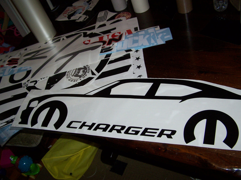 CHARGER WITH MOPAR LOGO & TEXT VINYL STICKER DECAL 2006-2010