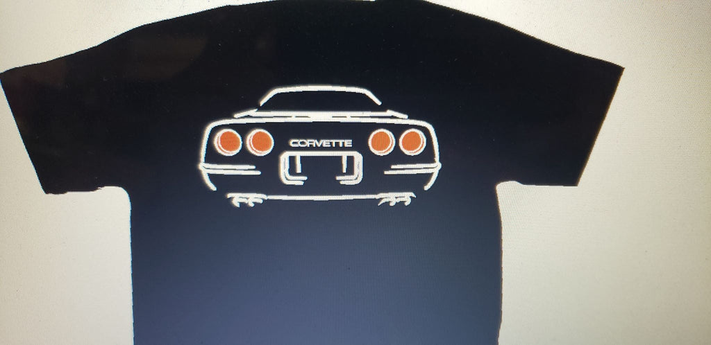 CORVETTE C4 SILHOUETTE T-SHIRT 84-85 FRONT AND BACK PRINT