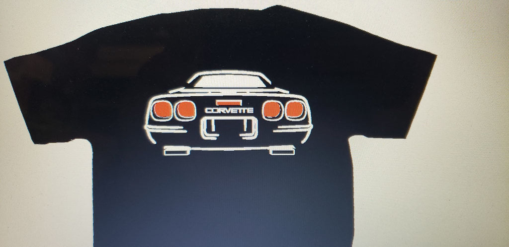 CORVETTE C4 SILHOUETTE T-SHIRT 91-96 CONVERTIBLE FRONT & BACK