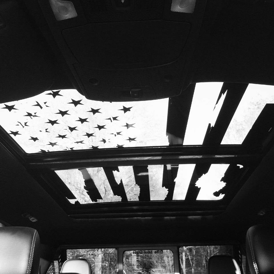 FORD F-150 DISTRESSED AMERICAN FLAG FOR ROOF GLASS PANEL F250