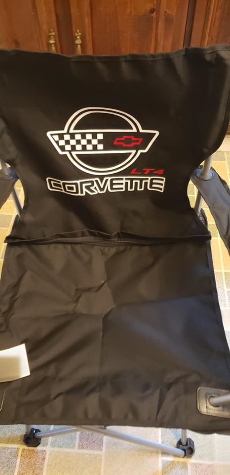 CORVETTE C4 CUSTOM CAR SHOW FOLDING CHAIR LOGO FRONT AND BACK