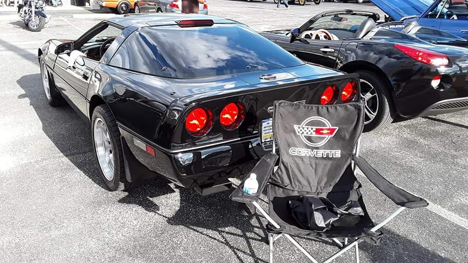 CORVETTE C4 CUSTOM CAR SHOW FOLDING CHAIR LOGO FRONT AND BACK