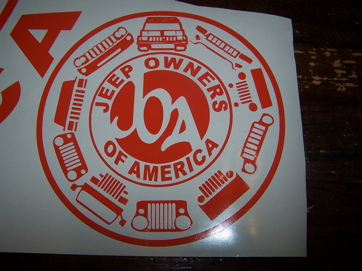JEEP OWNERS OF AMERICA MEMBERS VINYL DECAL STICKER