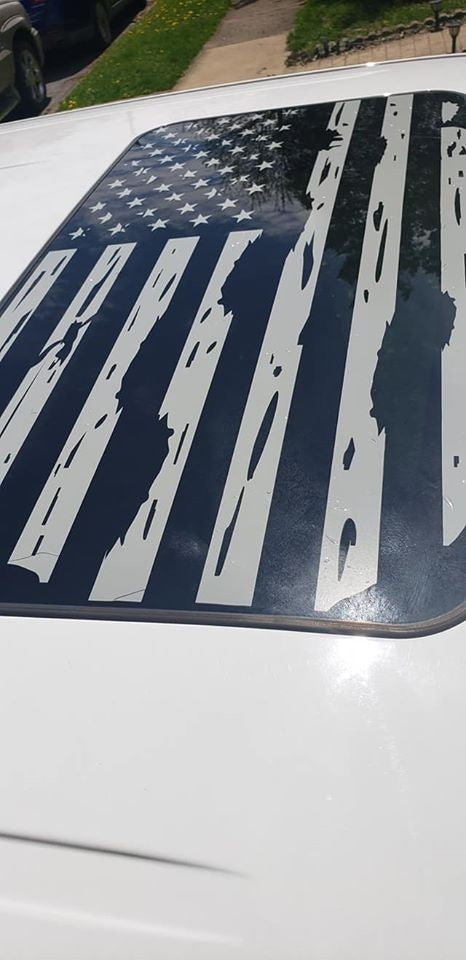 DODGE RAM 2009-2024 DISTRESSED AMERICAN FLAG SUNROOF VINYL DECAL
