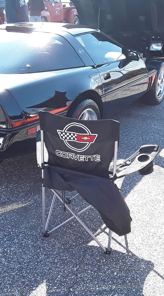 CORVETTE C4 CUSTOM CAR SHOW FOLDING CHAIR LOGO FRONT AND BACK
