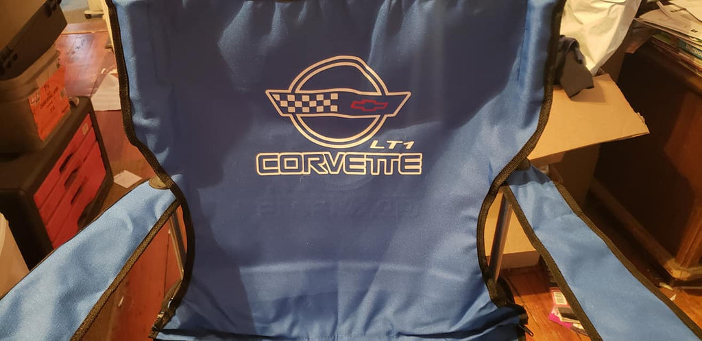 CORVETTE C4 CUSTOM CAR SHOW FOLDING CHAIR LOGO FRONT AND BACK