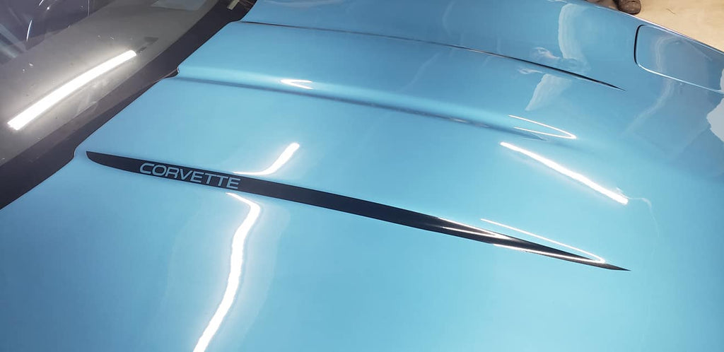 CORVETTE C4 HOOD STRIPE STRIPES DECAL SET OF 2 CUSTOMIZABLE