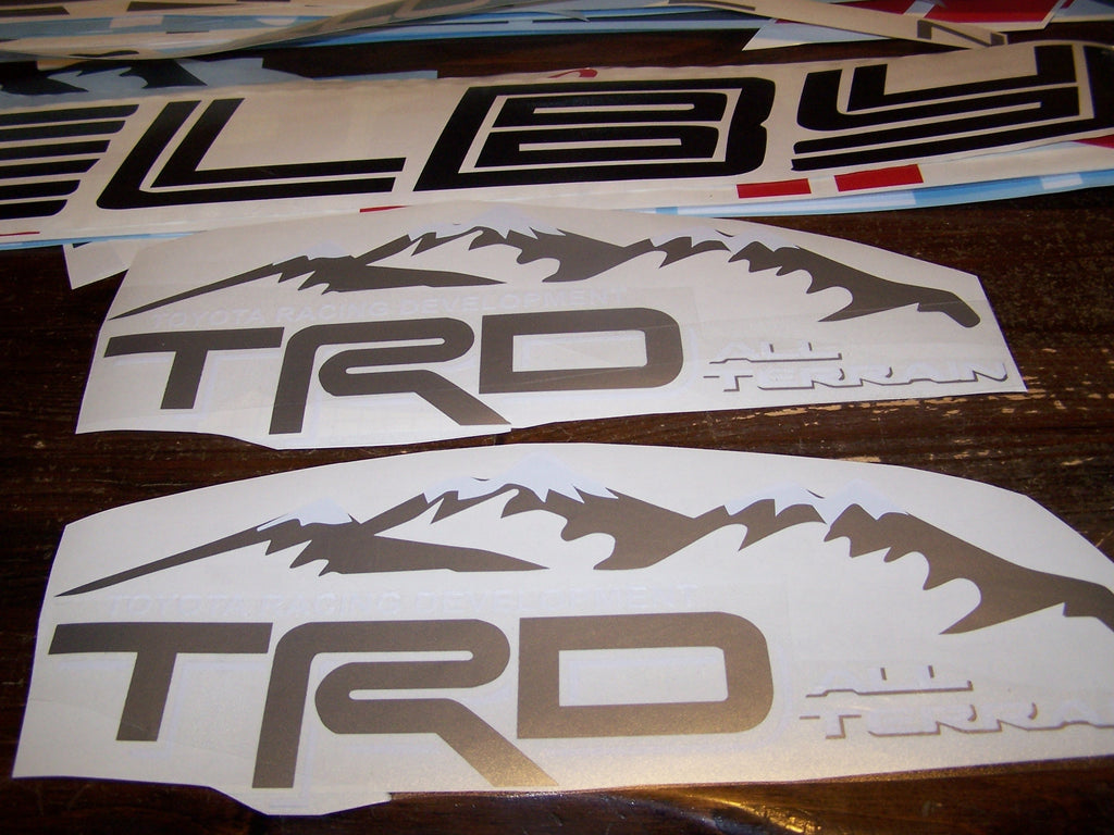 TRD ALL TERRAIN BEDSIDE / WINDOW STICKER VINYL DECAL SET OF 2