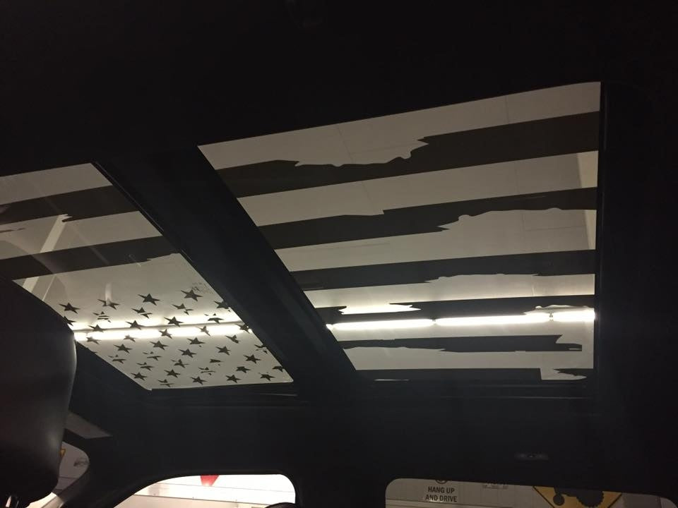 FORD F-150 DISTRESSED AMERICAN FLAG FOR ROOF GLASS PANEL F250