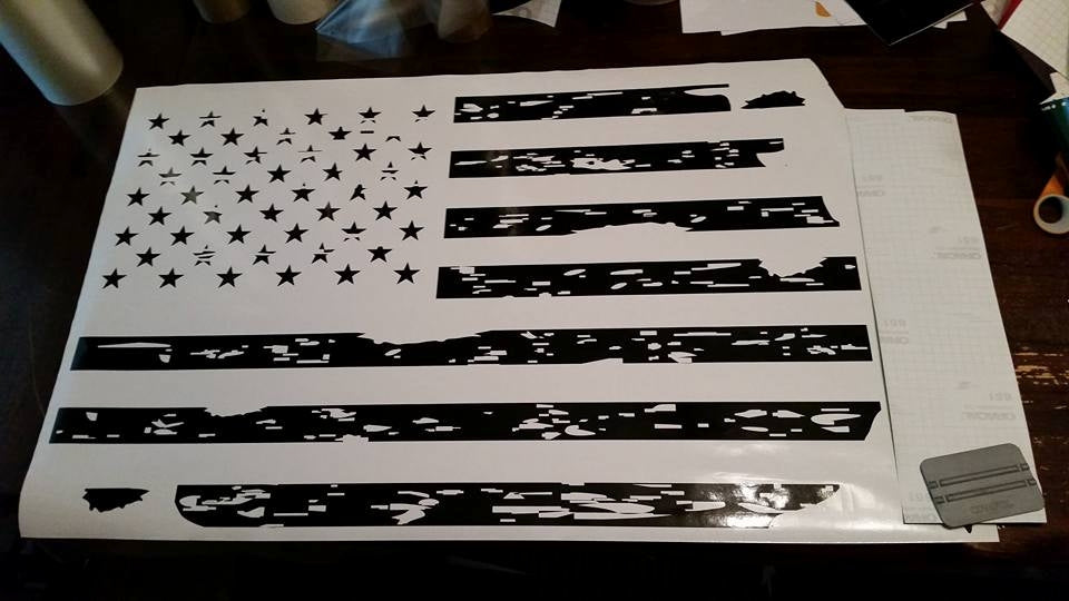 JEEP WRANGLER DISTRESSED AMERICAN FLAG HOOD DECAL JK TJ YJ CJ