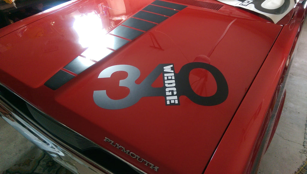 MOPAR 360 340 383 440 WEDGE HOOD DECAL STICKER