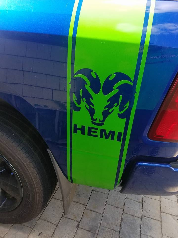DODGE RAM BEDSIDE DECALS WITH RAM HEAD & HEMI
