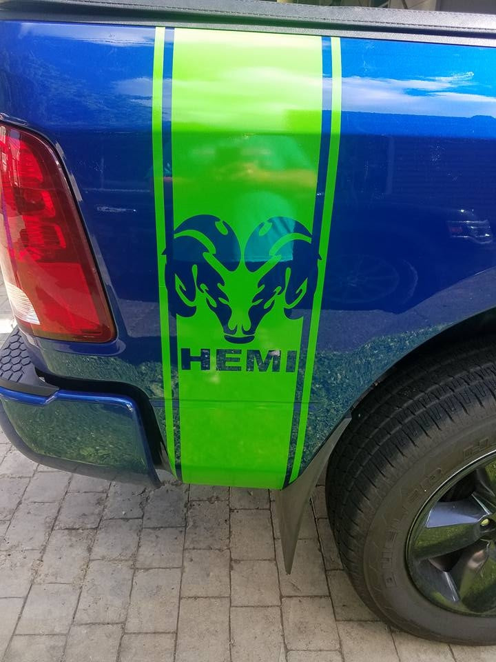 DODGE RAM BEDSIDE DECALS WITH RAM HEAD & HEMI