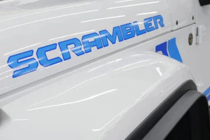 JEEP SCRAMBLER HOOD DECAL SET OF 2 CHOOSE COLOR JL GLADIATOR