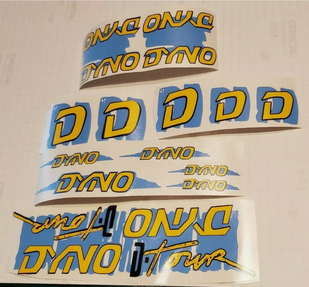 BMX DYNO D-TOUR LIGHT BLUE DECAL SET 86 87 88