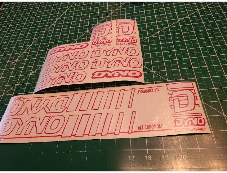 DYNO COMPE DECAL SET 86 87 88 89 VINTAGE BMX WHITE & RED