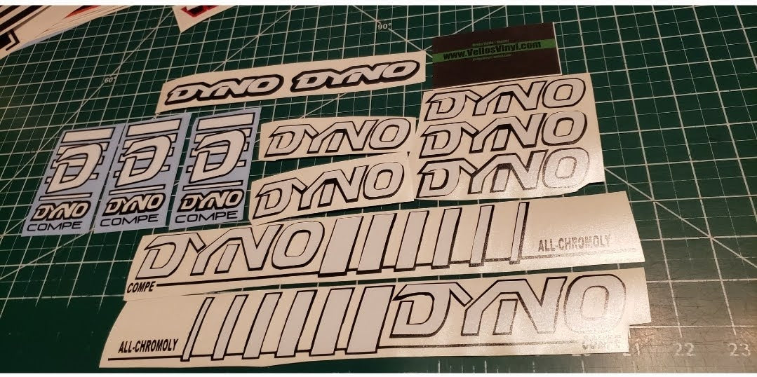 DYNO COMPE DECAL SET 86 87 88 89 VINTAGE BMX WHITE & BLACK