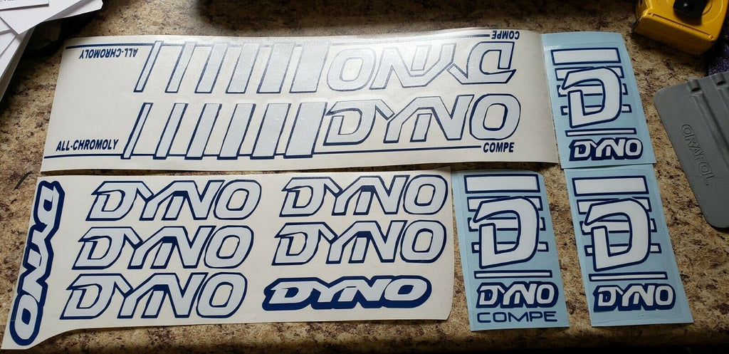 DYNO COMPE DECAL SET 86 87 88 89 VINTAGE BMX WHITE & BLUE
