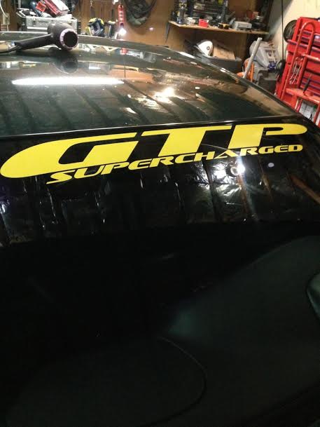 GRAND PRIX GTP SUPERCHARGED WINDSHIELD / WINDOW VINYL STICKER DECAL BANNER
